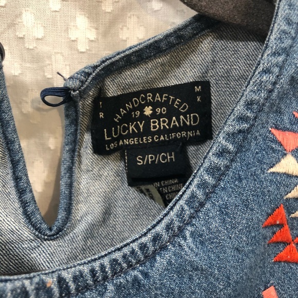 LUCKY BRAND • Girls Jean embroidered dress SMALL - Picture 2 of 3